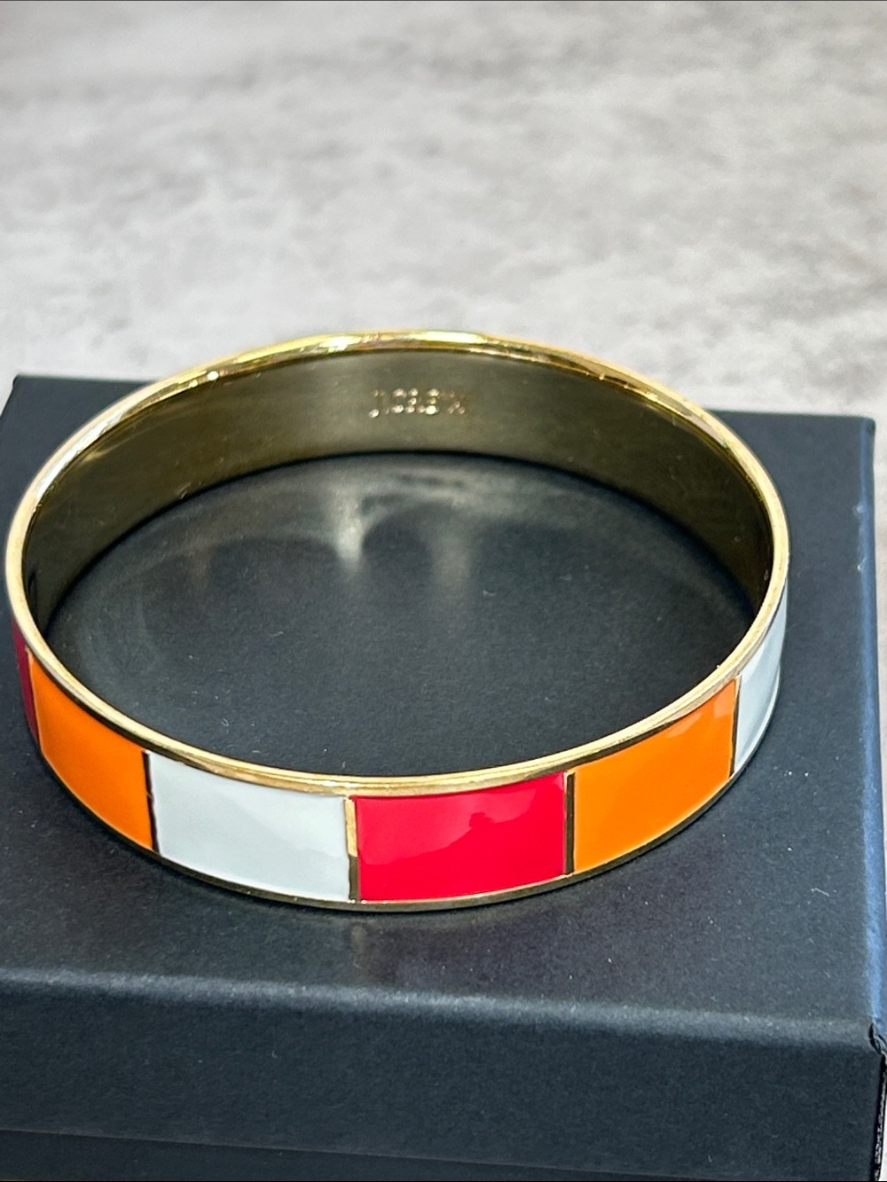 J. Crew Gold-Tone Enamel Bangle in Orange, Red, White